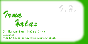 irma halas business card